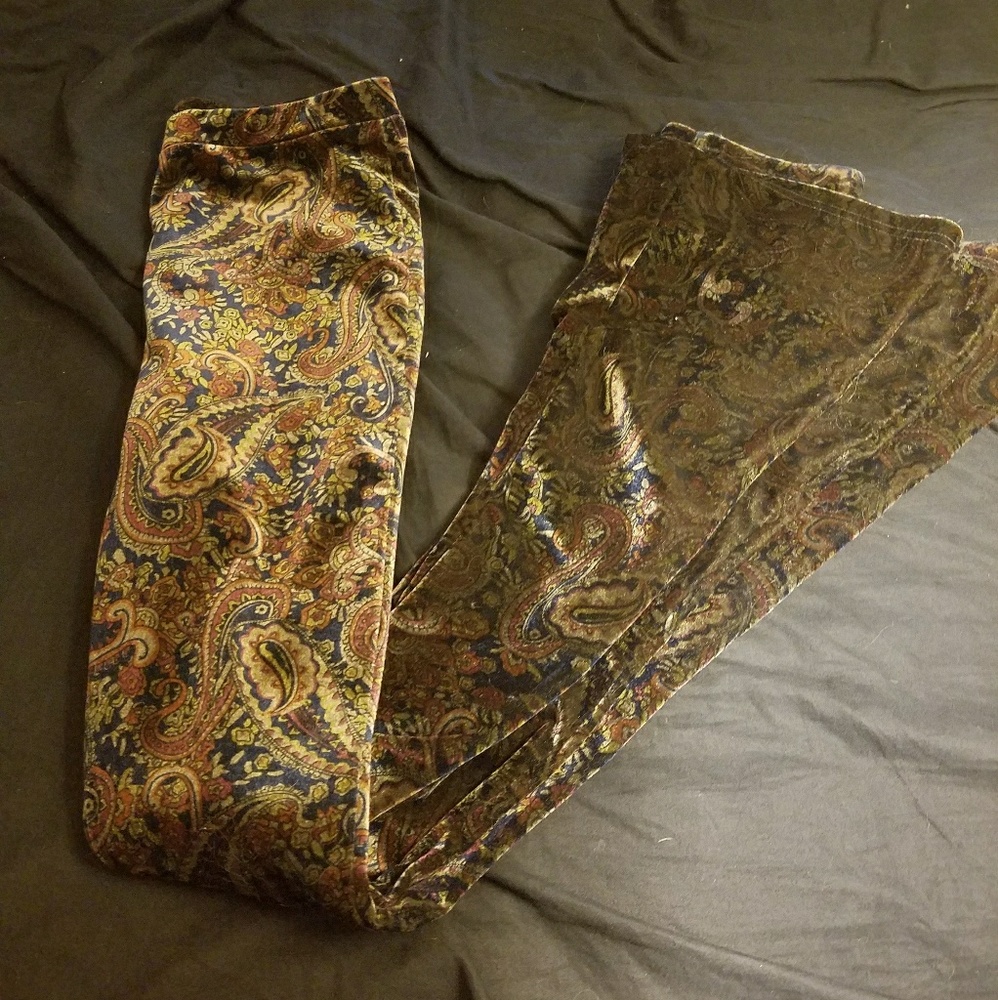 Paisely velvet bell bottoms